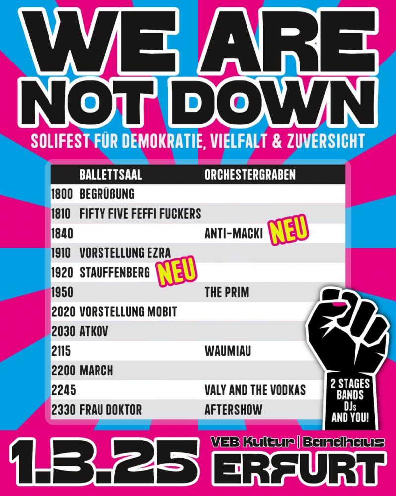 Running Order des We are not down Festivals