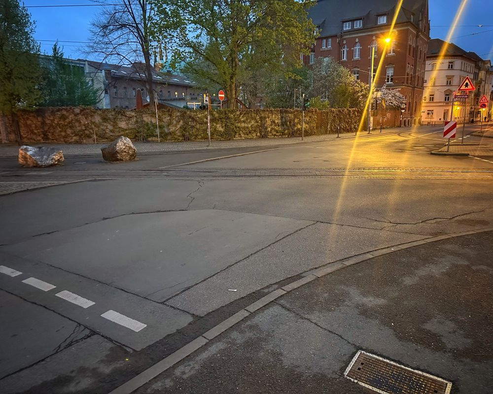 Eine Kreuzung in der Erfurter Altstadt